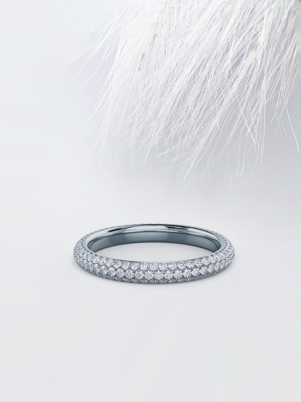 Round DE - VS1 Lab Grown Diamond Three Side Pave Wedding Band - Doozy Diamonds