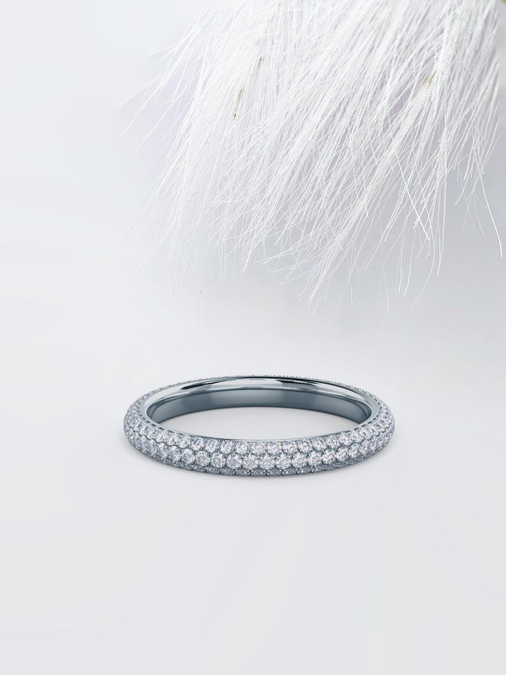 Round DE - VS1 Lab Grown Diamond Three Side Pave Wedding Band - Doozy Diamonds