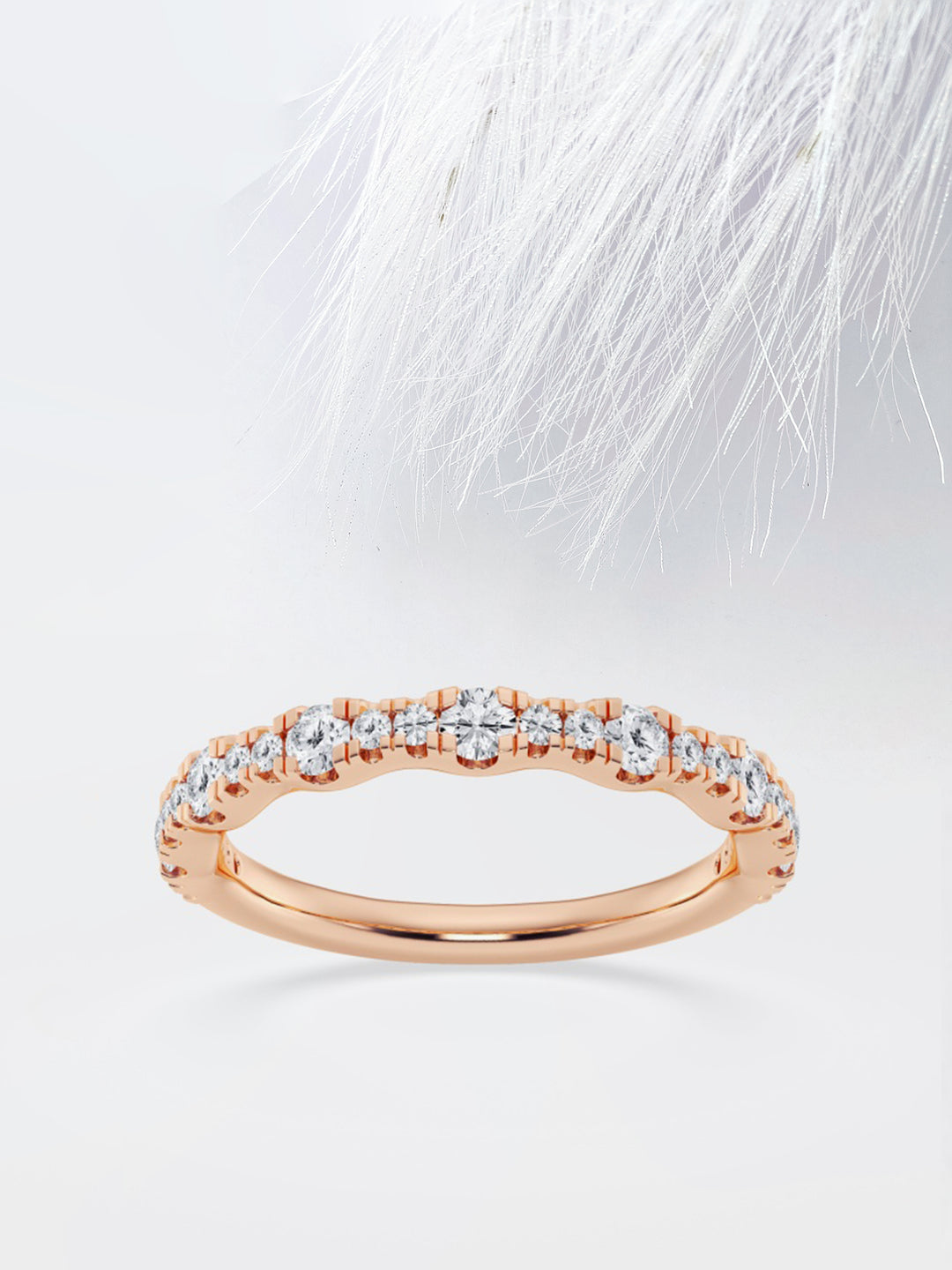 Round FG - VS2 Lab Grown Diamond Scalloped Wedding Band - Doozy Diamonds