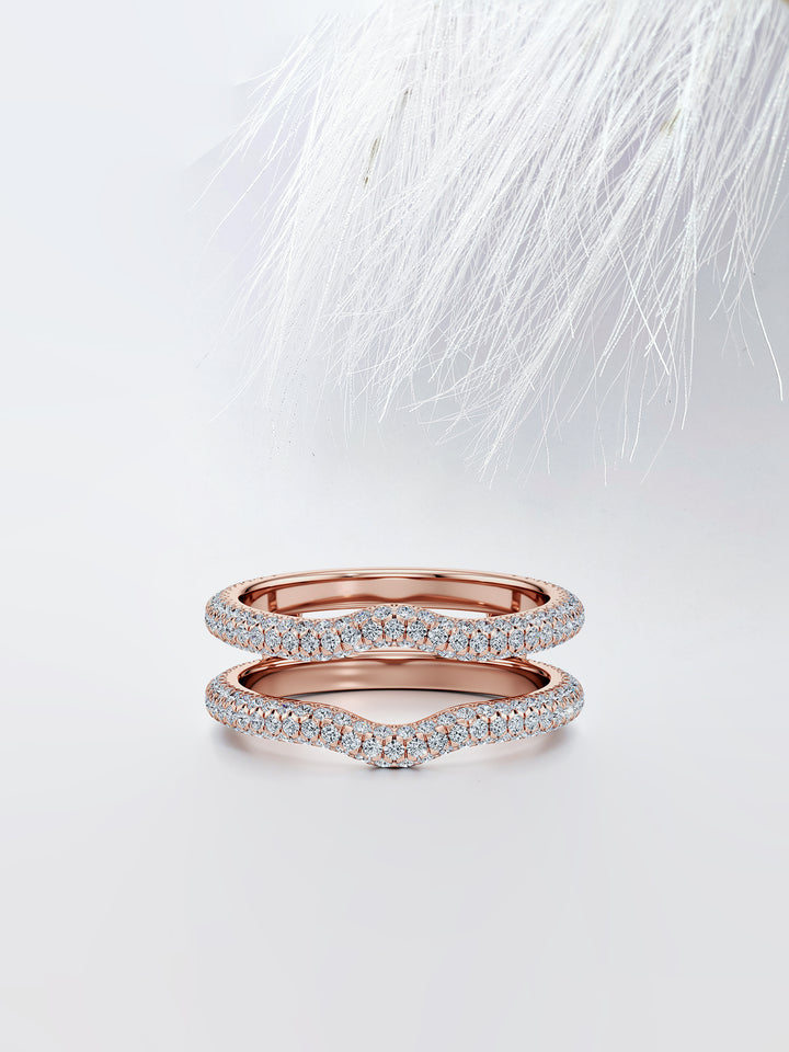 Round FG - VS1 Lab Grown Diamond Three Side Pave Double Stacking Band - Doozy Diamonds