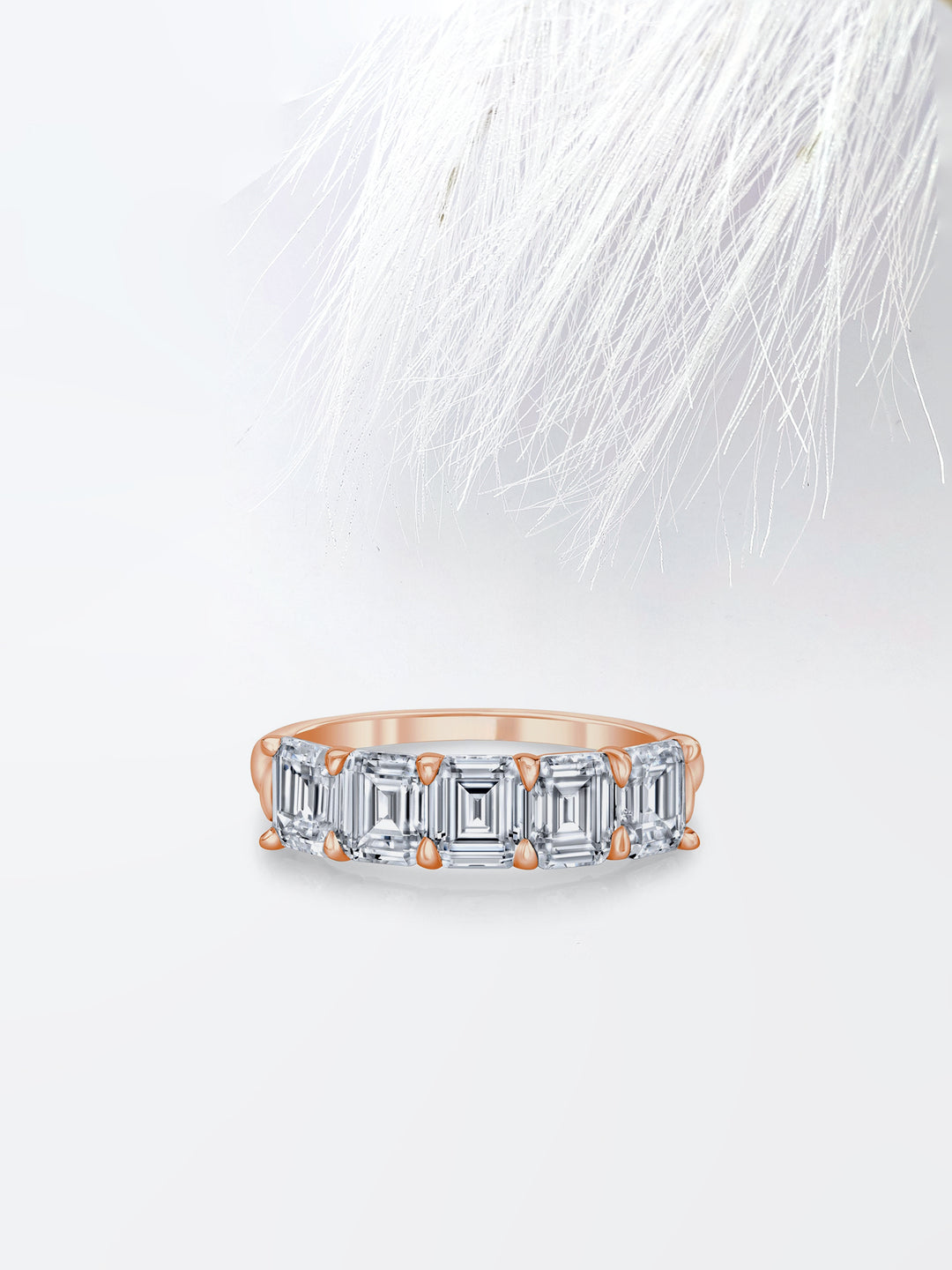 Emerald FG - VS1 Lab Grown Diamond Five Stone Wedding Band - Doozy Diamonds