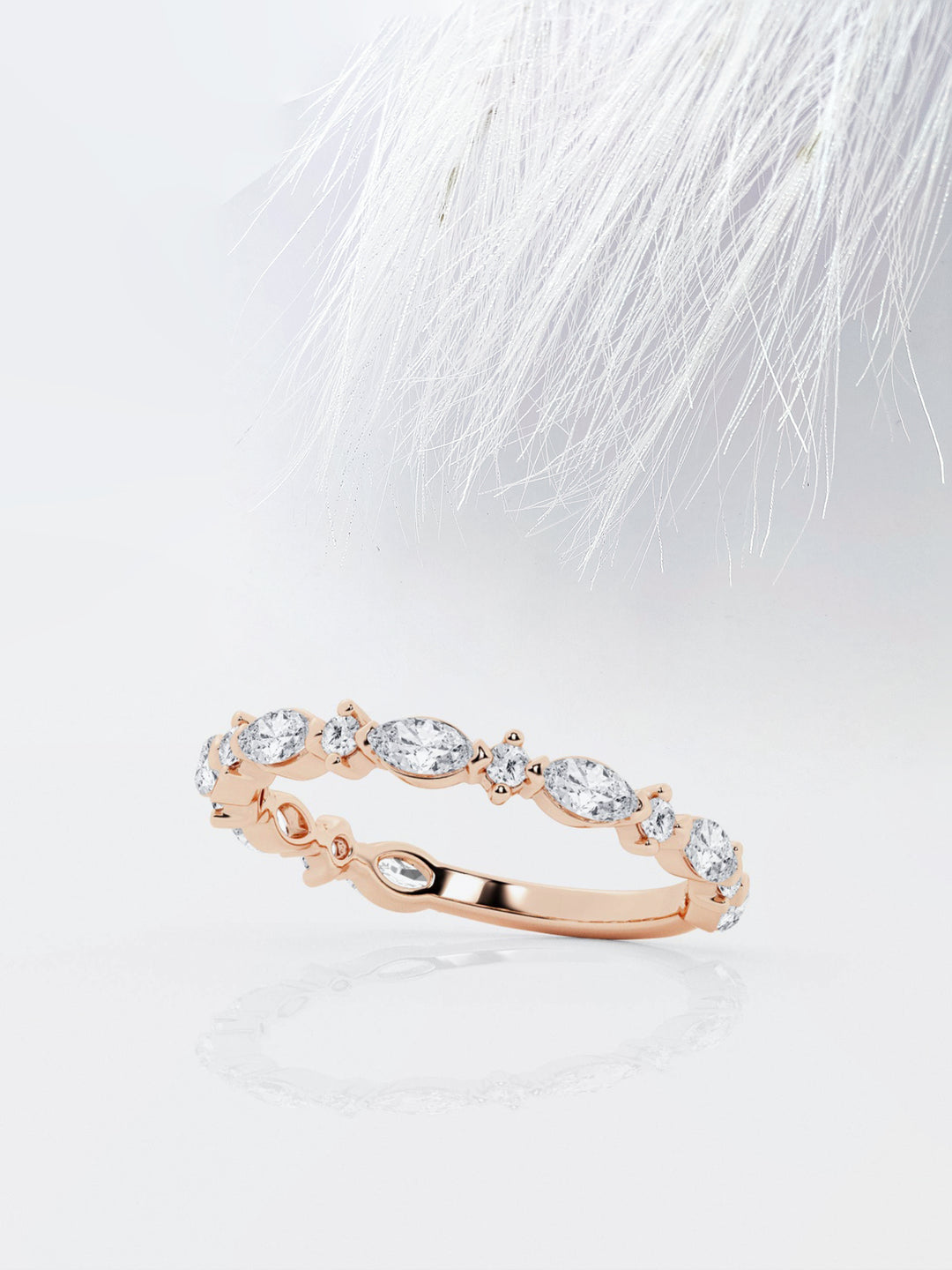 Marquise & Round FG - VS2 Lab Grown Diamond Alternative Pave Band - Doozy Diamonds