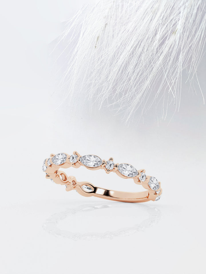 Marquise & Round FG - VS2 Lab Grown Diamond Alternative Pave Band - Doozy Diamonds