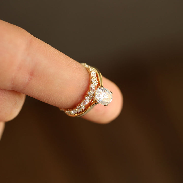 Oval Lab-Grown Solitaire Engagement Ring Set for Women