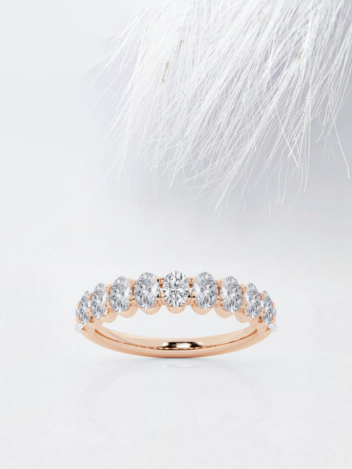 Oval FG - VS2 Lab Grown Diamond Half Eternity Wedding Band - Doozy Diamonds