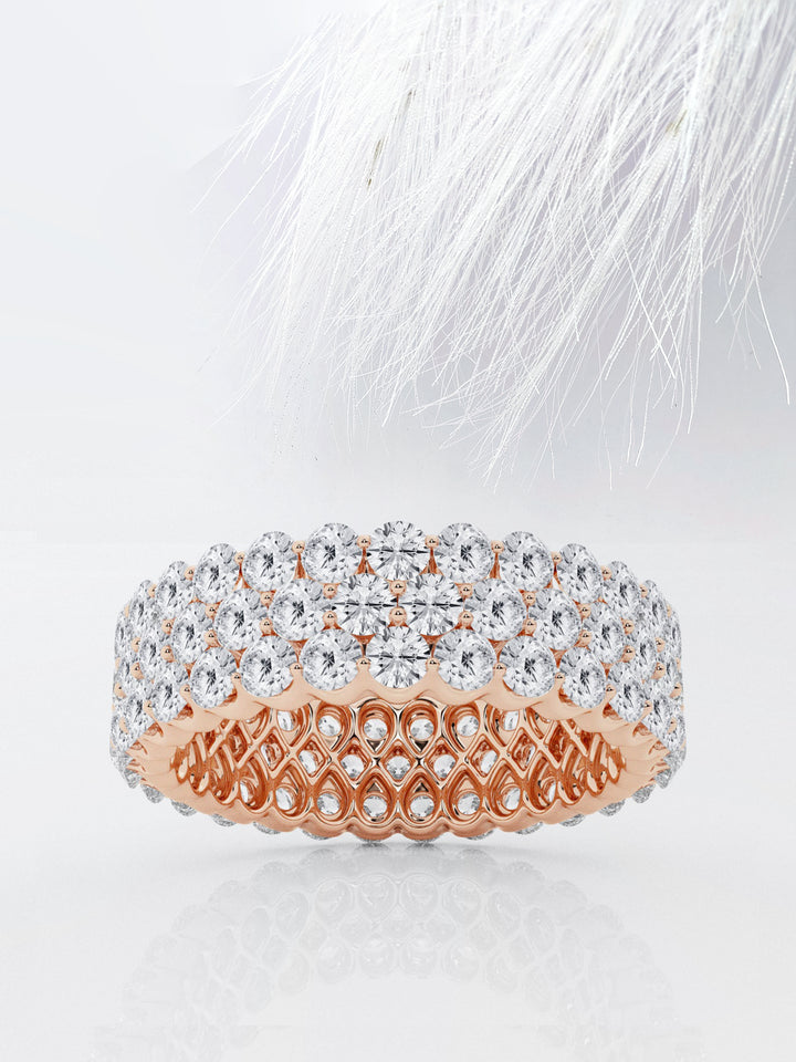 Round FG - VS2 Lab Grown Diamond Three Row Eternity Band - Doozy Diamonds