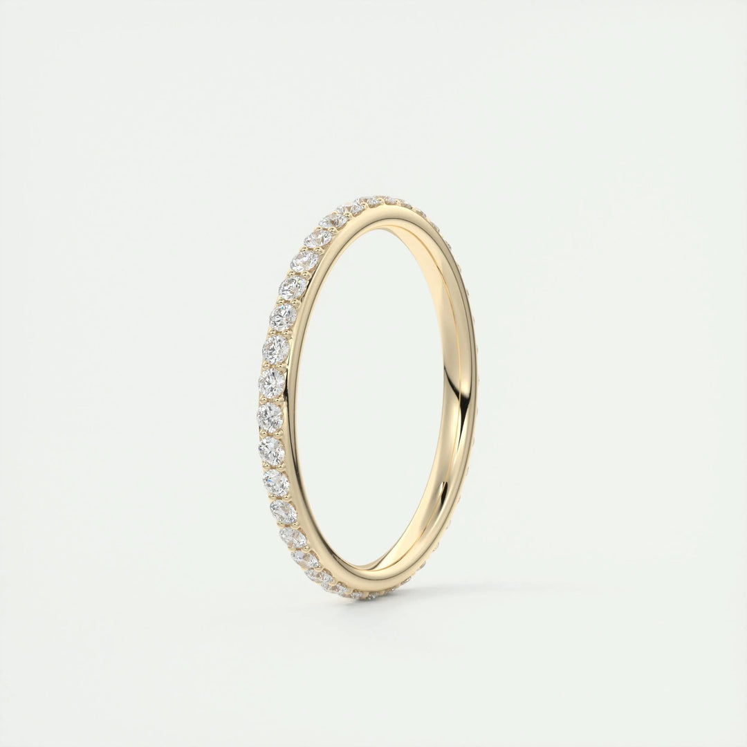 Round Brilliant lab grown diamond band worn on hand