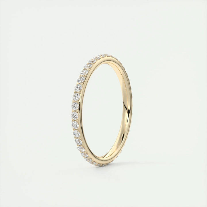 Round Brilliant lab grown diamond band worn on hand