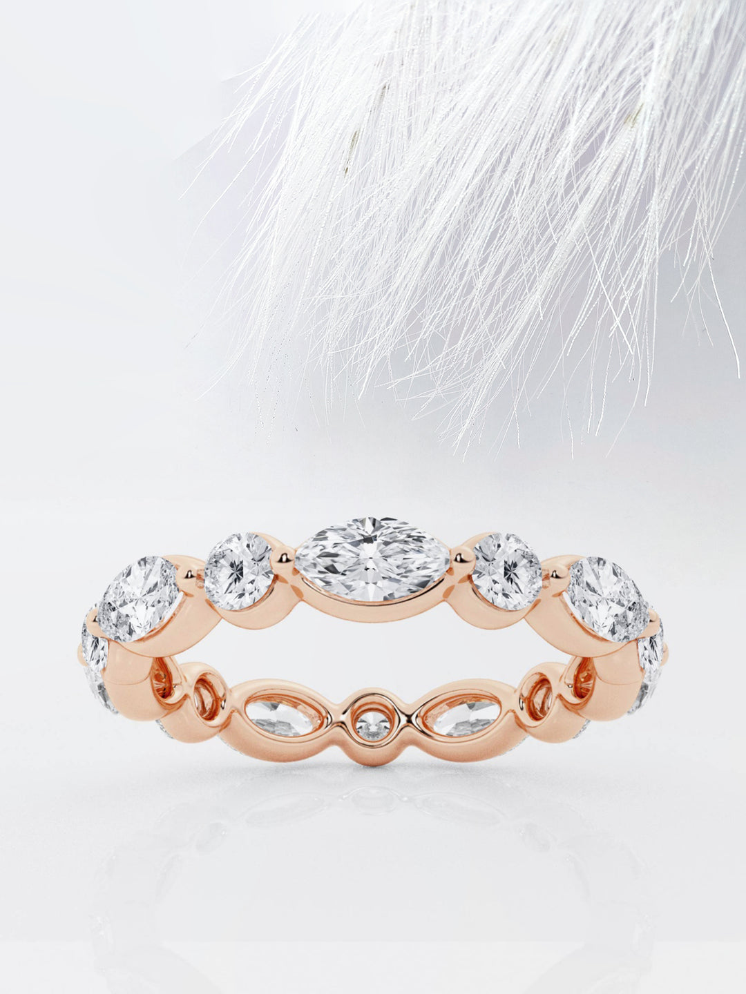 Marquise & Round FG - VS2 Lab Grown Diamond Floating Wedding Band - Doozy Diamonds