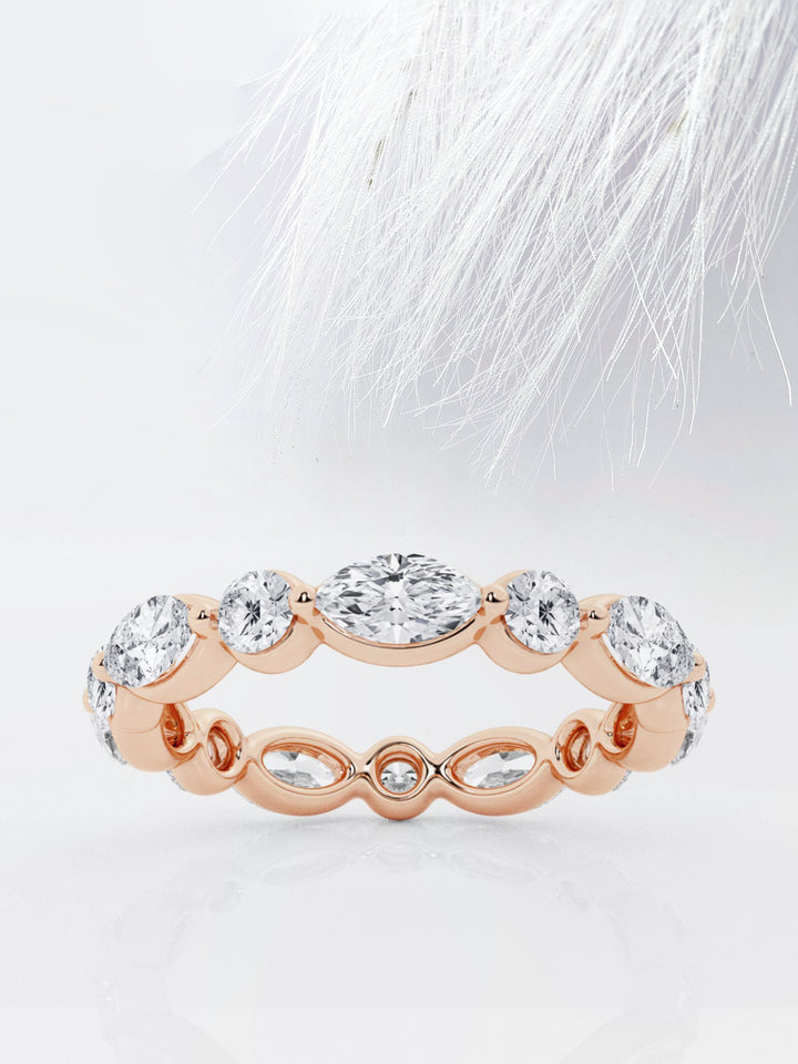 Marquise & Round FG - VS2 Lab Grown Diamond Floating Wedding Band - Doozy Diamonds