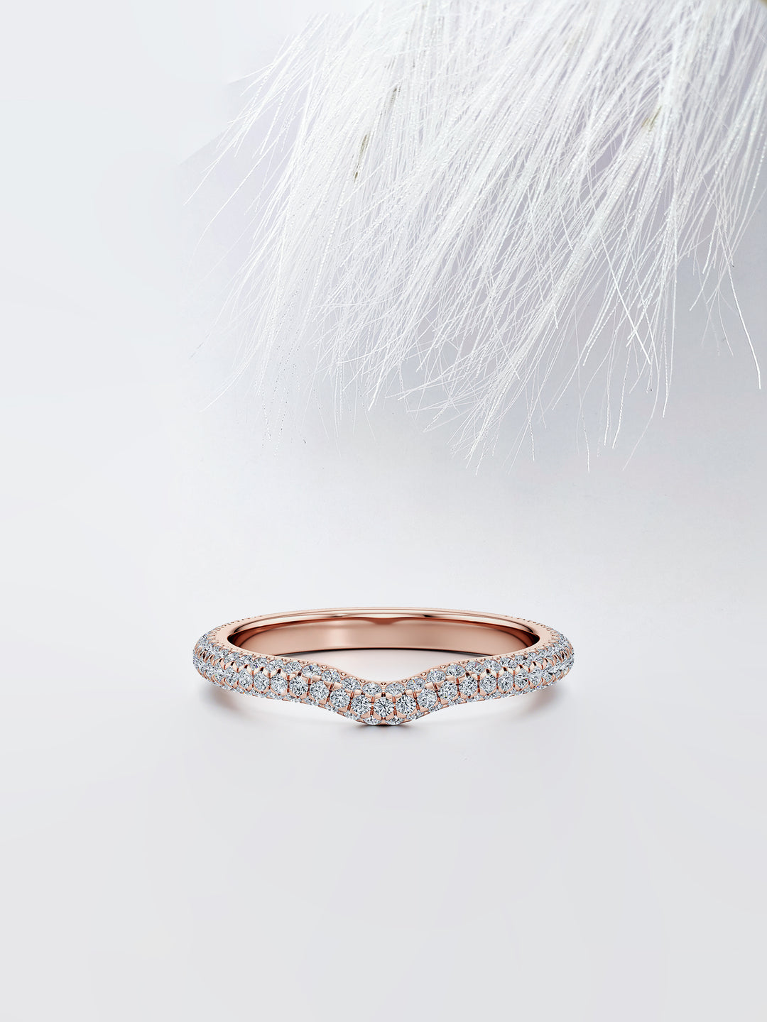 Round FG - VS1 Lab Grown Diamond Curved Half Eternity Wedding Band - Doozy Diamonds