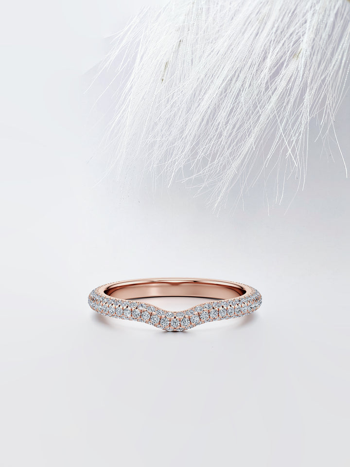 Round FG - VS1 Lab Grown Diamond Curved Half Eternity Wedding Band - Doozy Diamonds