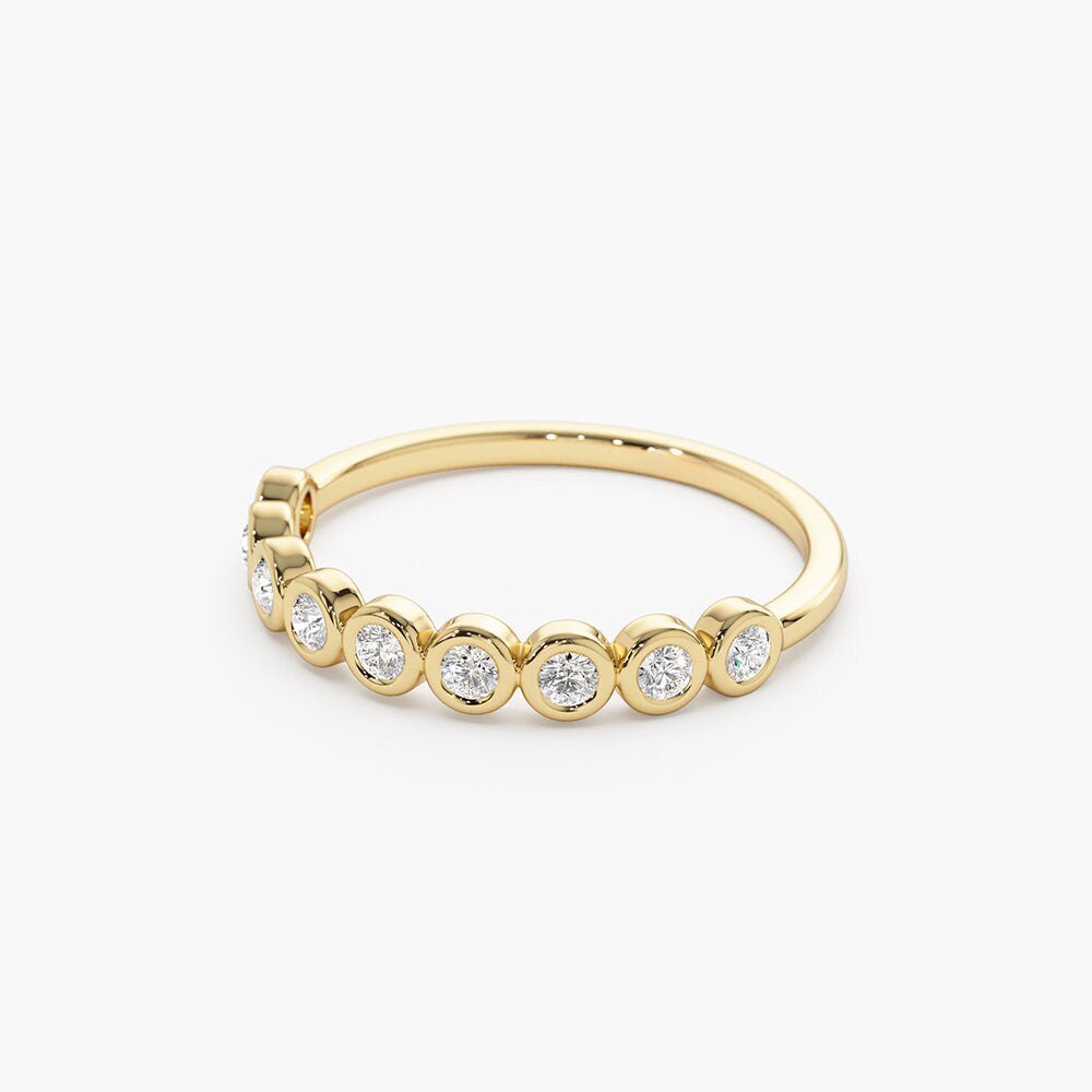 Bezel Set Round Cut Diamond Half Eternity Wedding Band for Mother - Doozy Diamonds