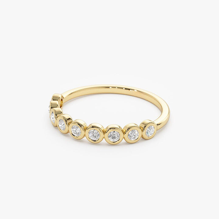 Bezel Set Round Cut Diamond Half Eternity Wedding Band for Mother - Doozy Diamonds