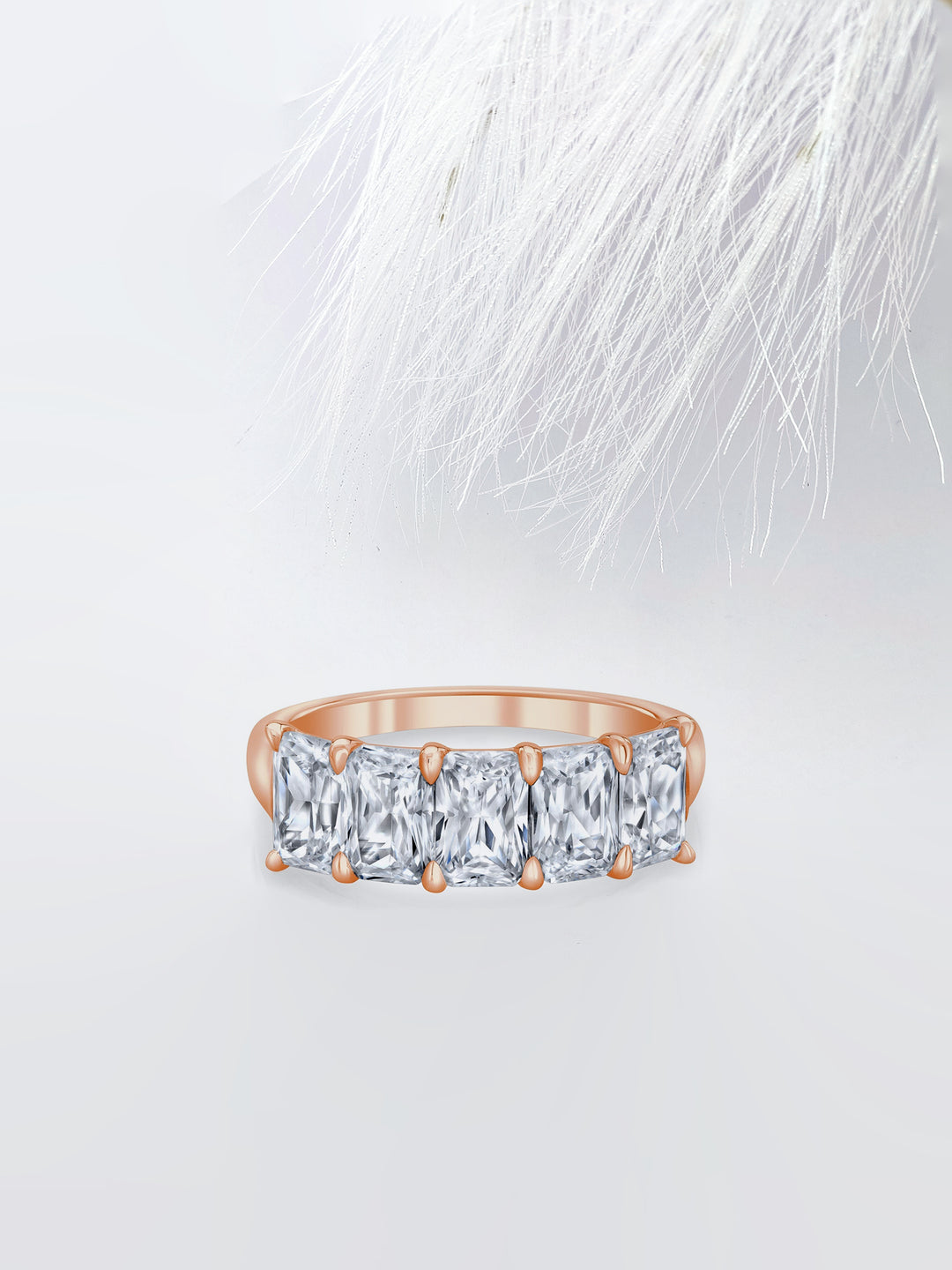 Radiant FG - VS1 Lab Grown Diamond Five Stone Wedding Band - Doozy Diamonds
