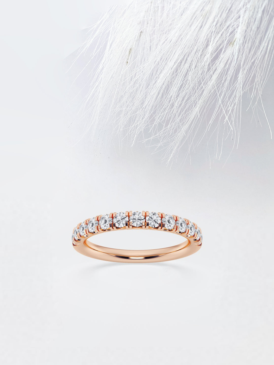 Round FG - VS2 Lab Grown Diamond French Pave Wedding Band - Doozy Diamonds