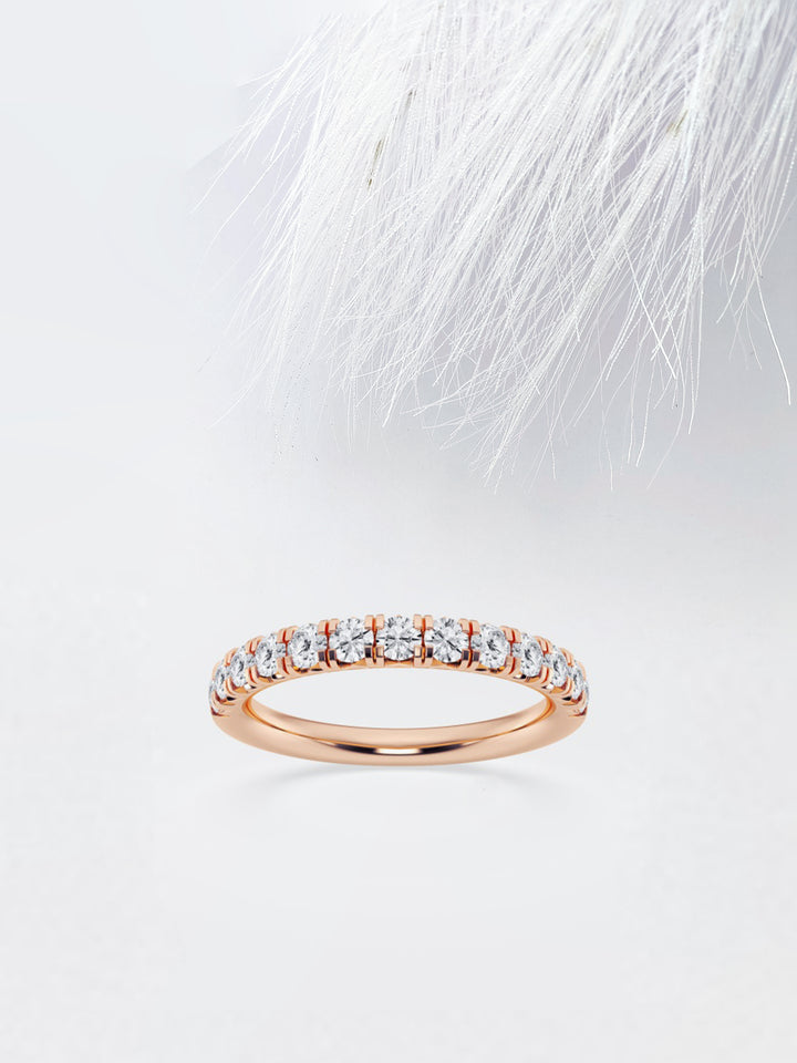 Round FG - VS2 Lab Grown Diamond French Pave Wedding Band - Doozy Diamonds