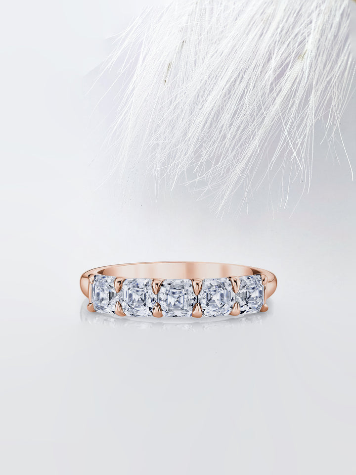 Asscher FG - VS1 Lab Grown Diamond Five Stone Wedding Band - Doozy Diamonds