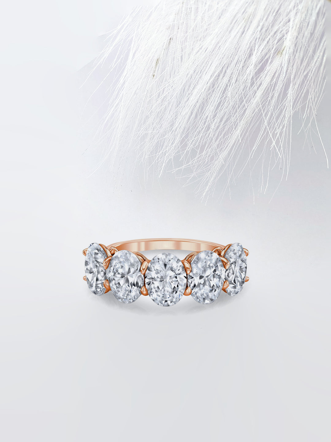 Oval FG - VS1 Lab Grown Diamond Five Stone Stacking Band - Doozy Diamonds