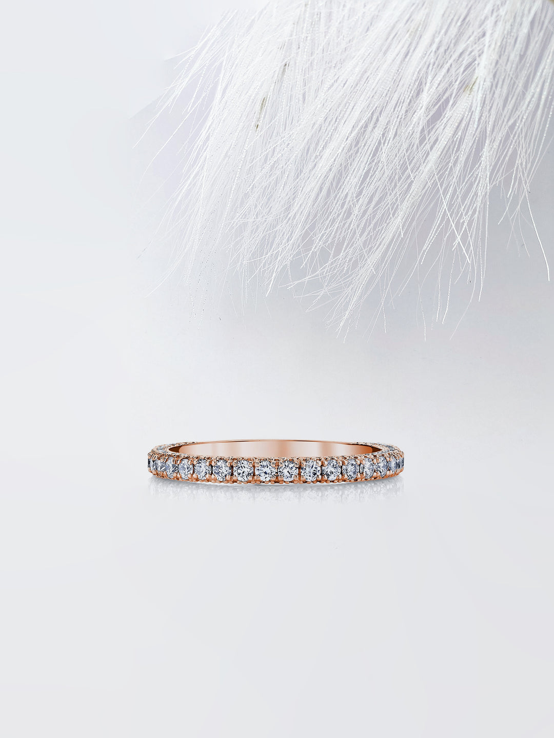 Round FG - VS1 Lab Grown Diamond Three Side Pave Wedding Band - Doozy Diamonds