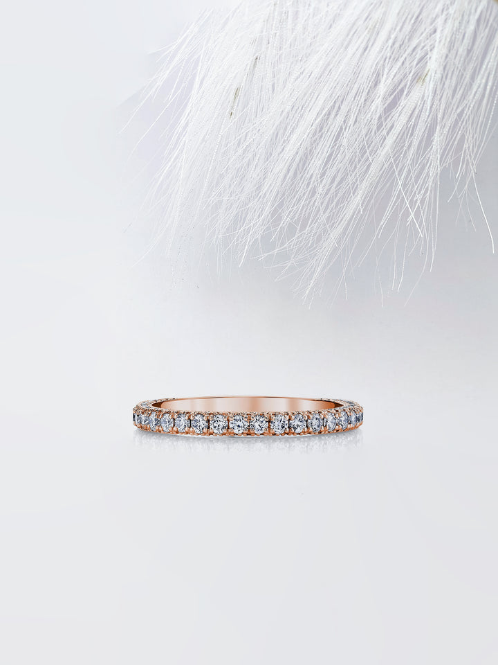 Round FG - VS1 Lab Grown Diamond Three Side Pave Wedding Band - Doozy Diamonds