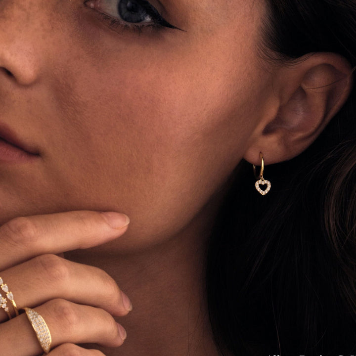 Heart Shape Hoop Diamond Earrings for Women - Doozy Diamonds