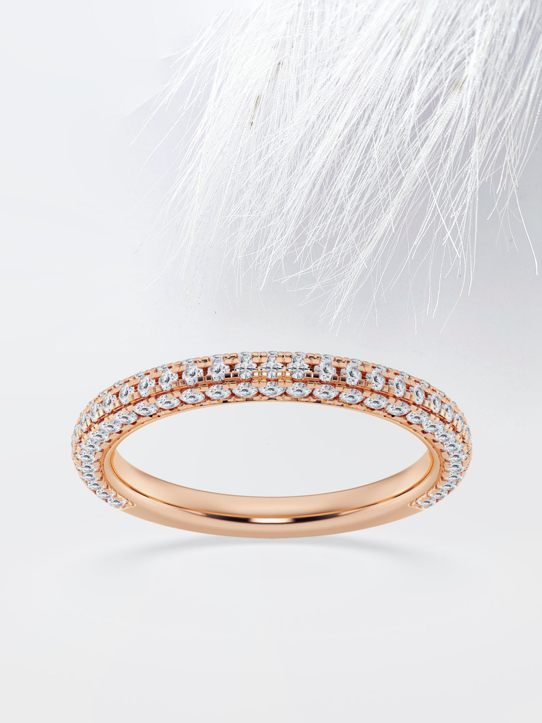 Round FG - VS2 Lab Grown Diamond Three Side Pave Half Eternity Band - Doozy Diamonds