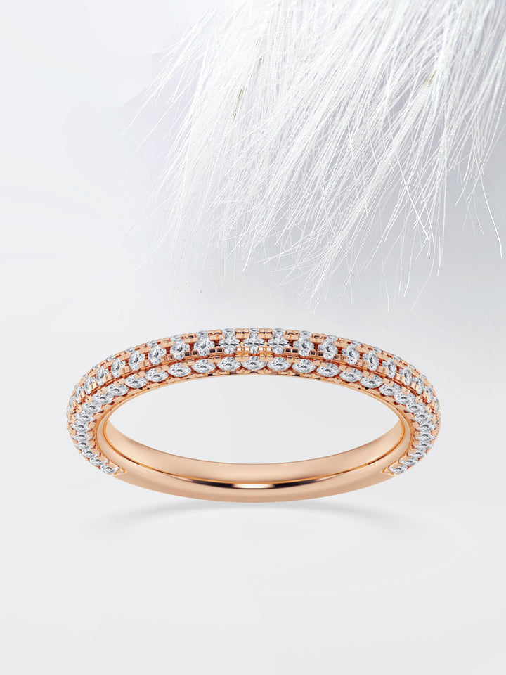 Round FG - VS2 Lab Grown Diamond Three Side Pave Half Eternity Band - Doozy Diamonds