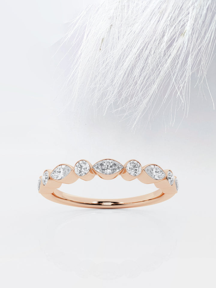 Marquise And Round FG - VS2 Lab Grown Diamond Half Eternity Band - Doozy Diamonds