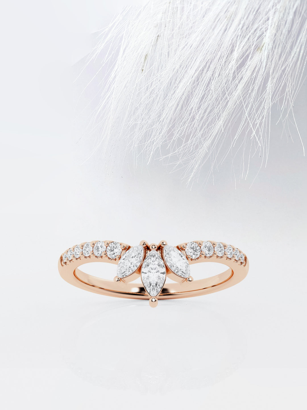 Marquise & Round FG - VS2 Lab Grown Diamond Chevron Wedding Band - Doozy Diamonds