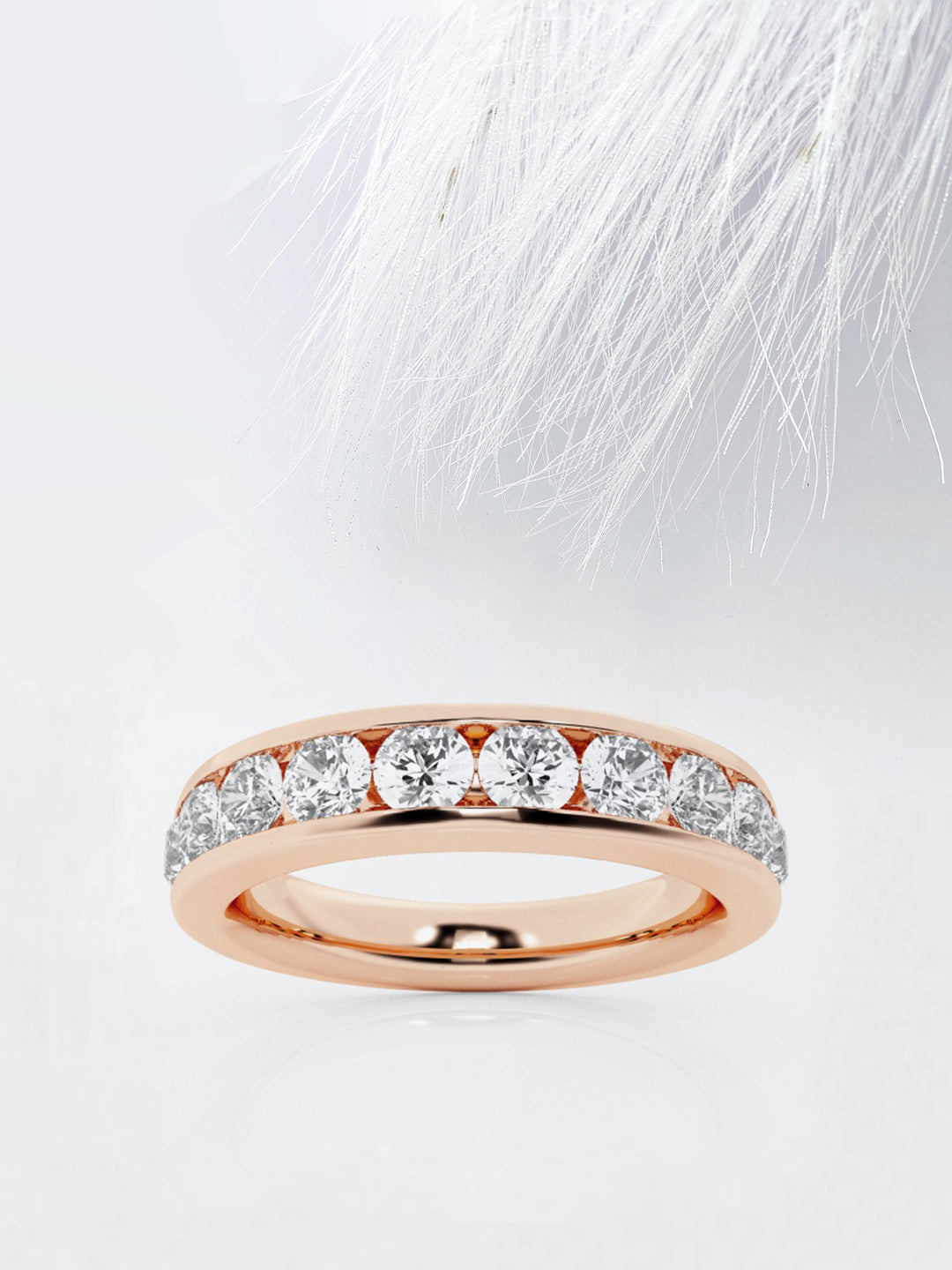 Round FG - VS2 Lab Grown Channel Set Half Eternity Wedding Band - Doozy Diamonds
