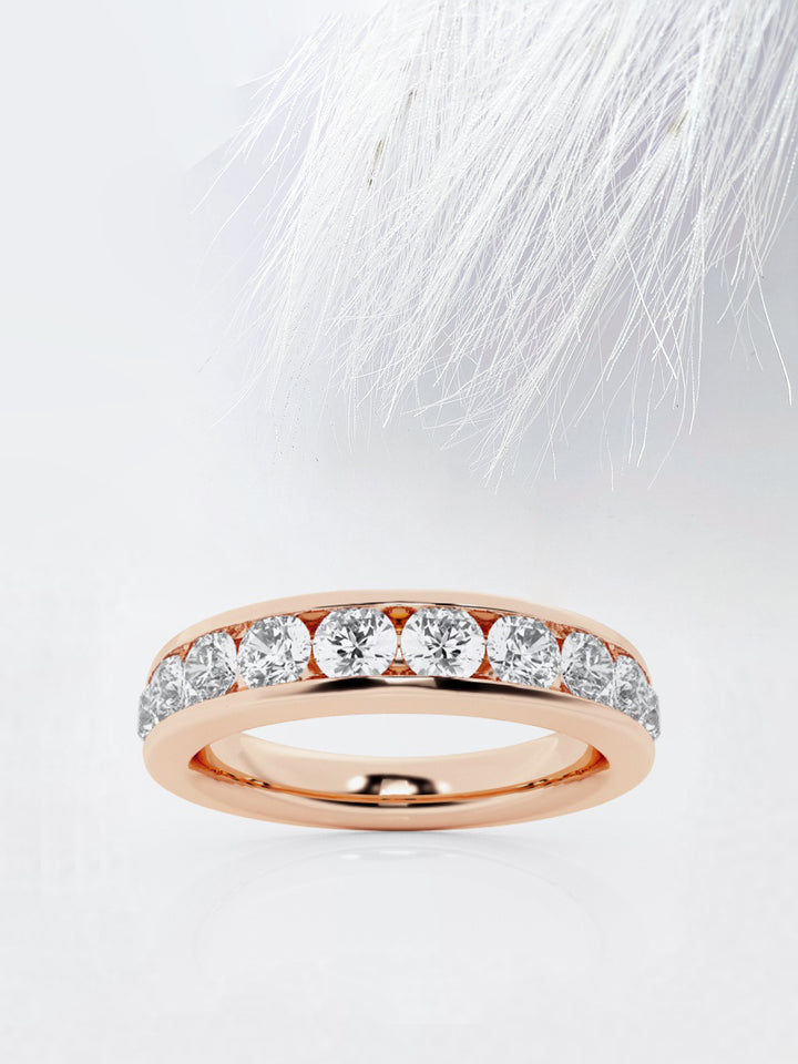 Round FG - VS2 Lab Grown Channel Set Half Eternity Wedding Band - Doozy Diamonds