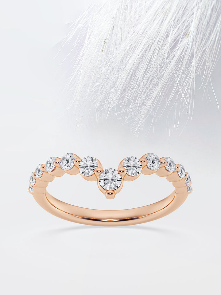 Round FG - VS2 Lab Grown Diamond Chevron Wedding Band - Doozy Diamonds