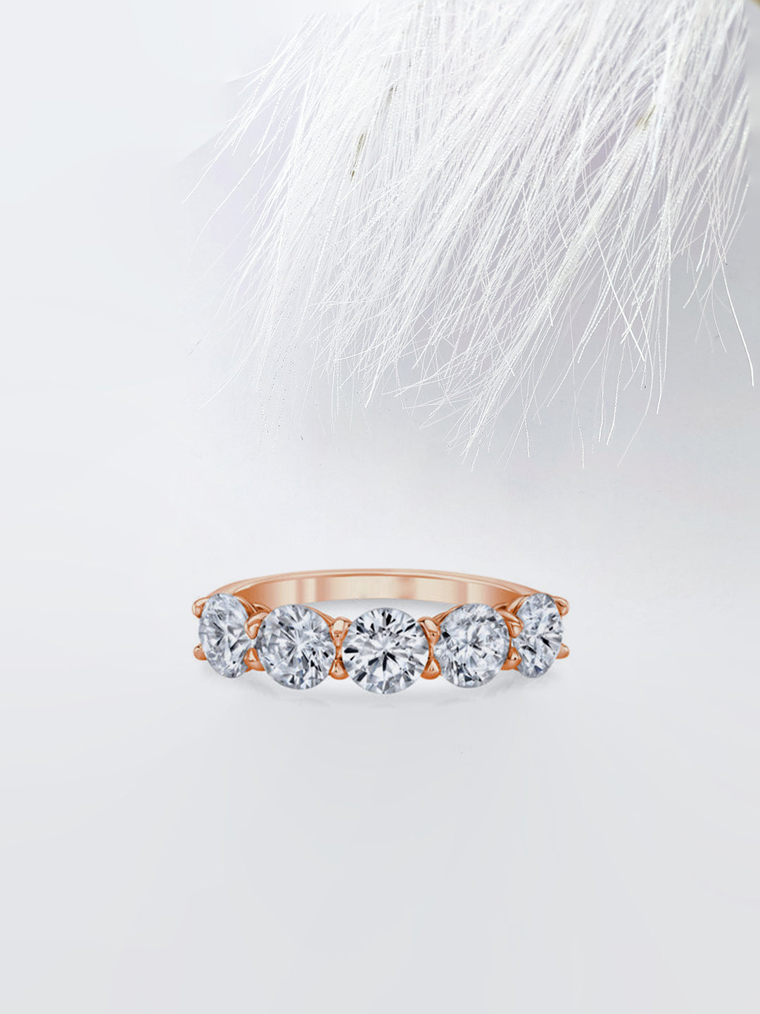 Round FG - VS1 Lab Grown Diamond Five Stone Wedding Band - Doozy Diamonds