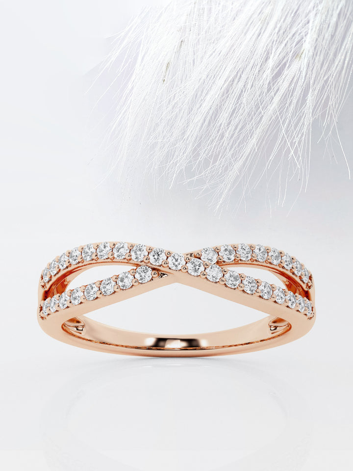 Round FG - VS2 Lab Grown Diamond Crossover Wedding Band - Doozy Diamonds