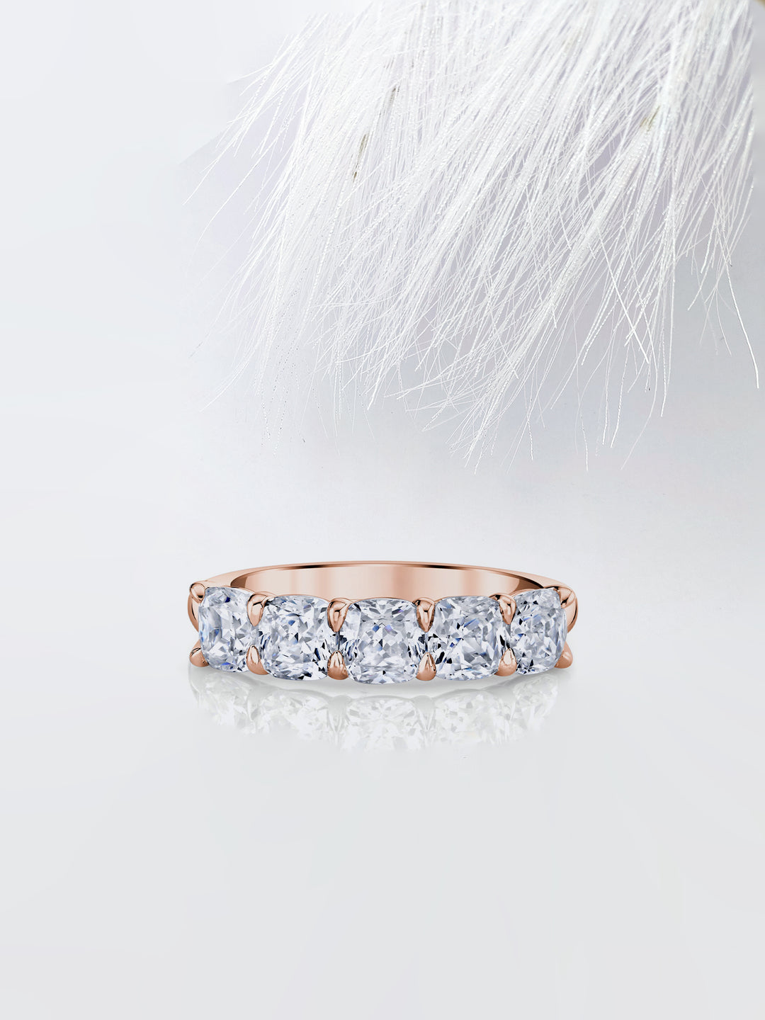 Cushion FG - VS1 Lab Grown Diamond Five Stone Wedding Band - Doozy Diamonds