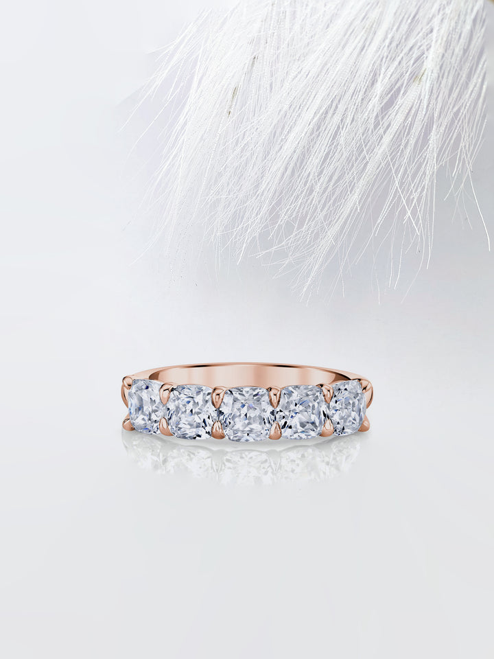 Cushion FG - VS1 Lab Grown Diamond Five Stone Wedding Band - Doozy Diamonds