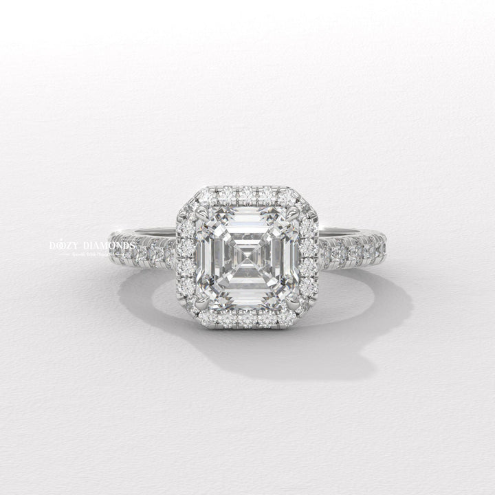 Shop the asscher cut pave engagement ring collection online