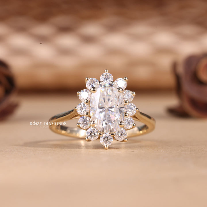 2.0CT oval halo lab grown diamond engagement ring for sale