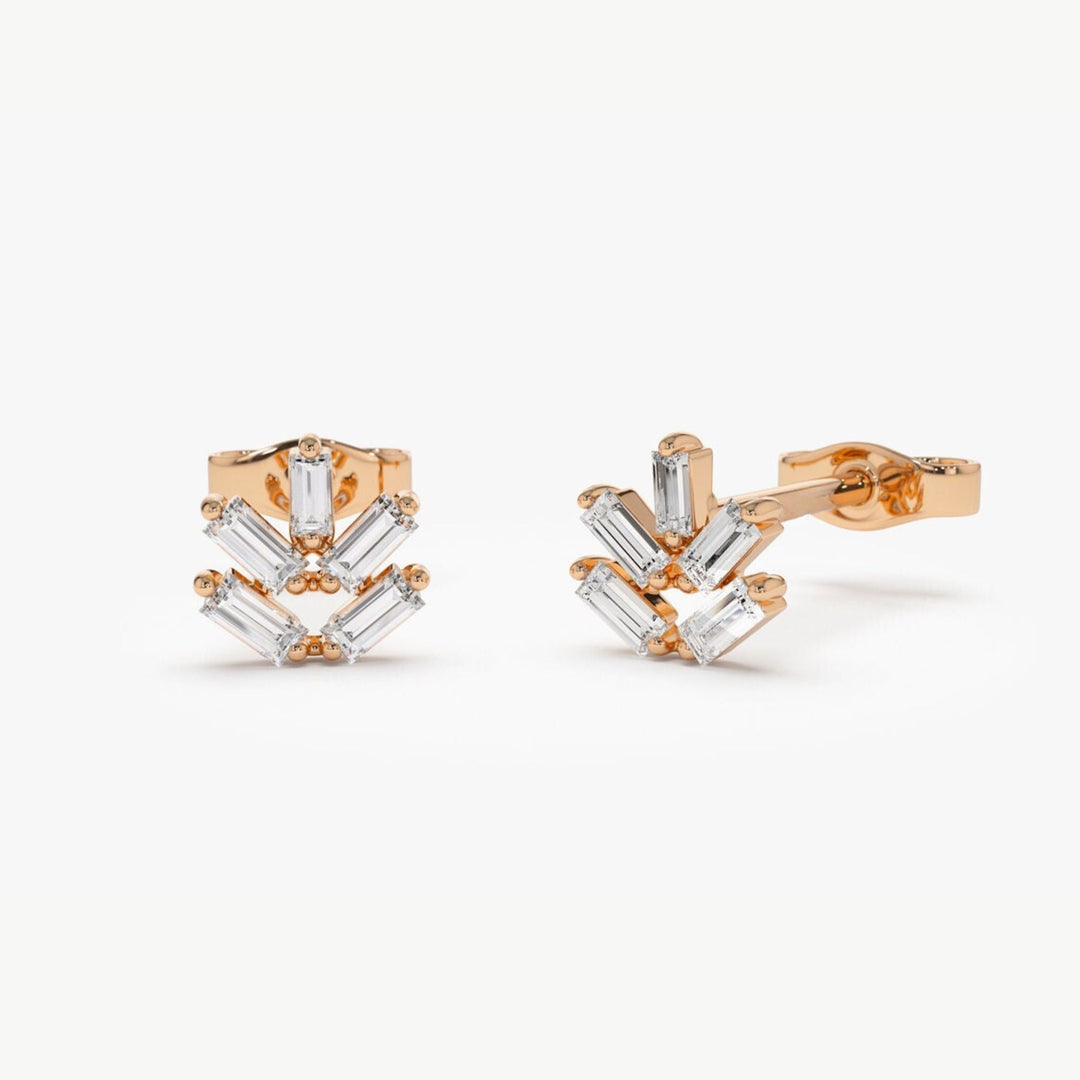 Baguette Cut Diamond Stud Earrings for Christmas Gift - Doozy Diamonds