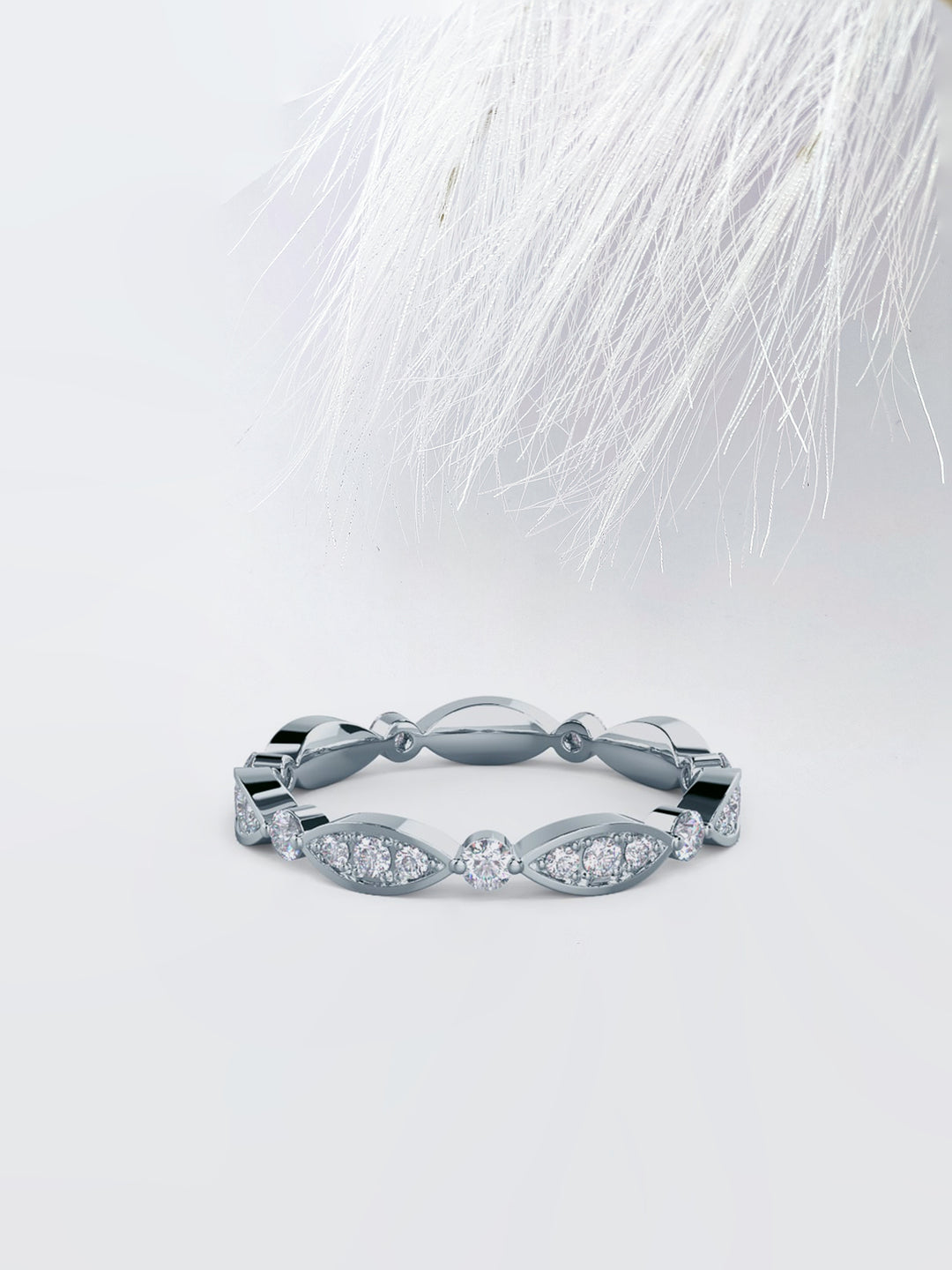 Round DE - VS1 Lab Grown Diamond Petite Pave Wedding Band - Doozy Diamonds