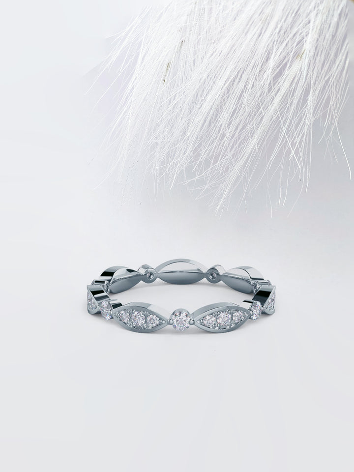 Round DE - VS1 Lab Grown Diamond Petite Pave Wedding Band - Doozy Diamonds