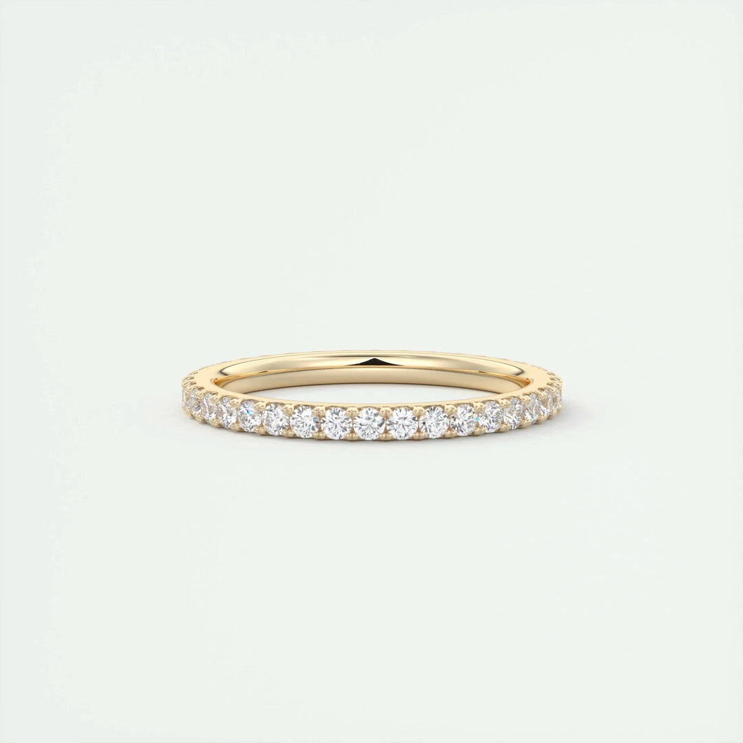 Round Brilliant diamond eternity band macro shot