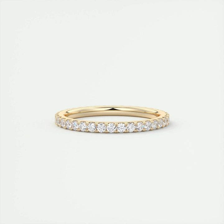 Round Brilliant diamond eternity band macro shot