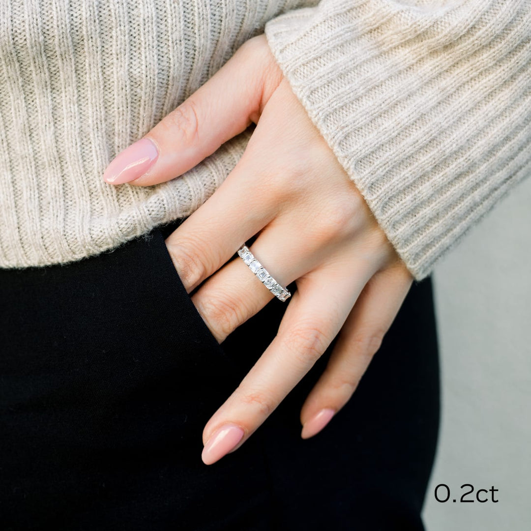 Asscher Cut DE - VS1 Lab Grown Diamond Full Eternity Wedding Band - Doozy Diamonds