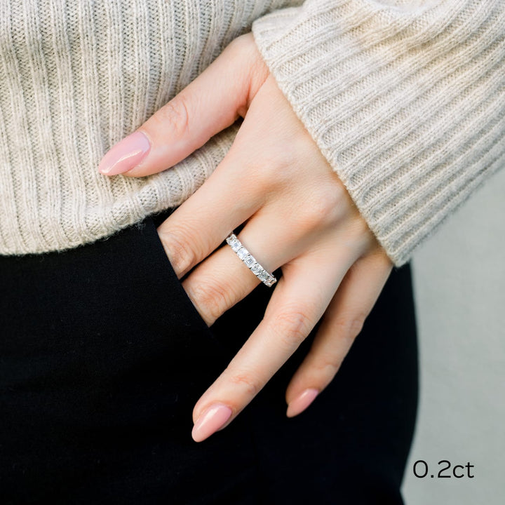Asscher Cut DE - VS1 Lab Grown Diamond Full Eternity Wedding Band - Doozy Diamonds