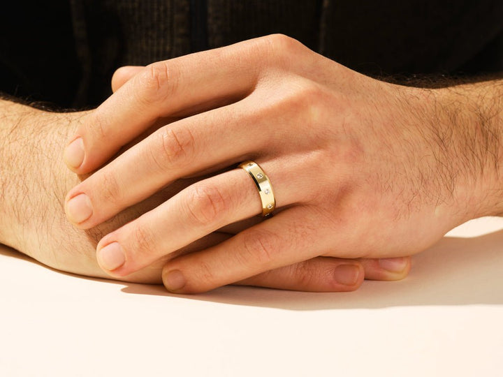 0.30CT Round Cut Ten - Stone Lab Grown Diamond Matte Brushed Men's Wedding Band - Doozy Diamonds