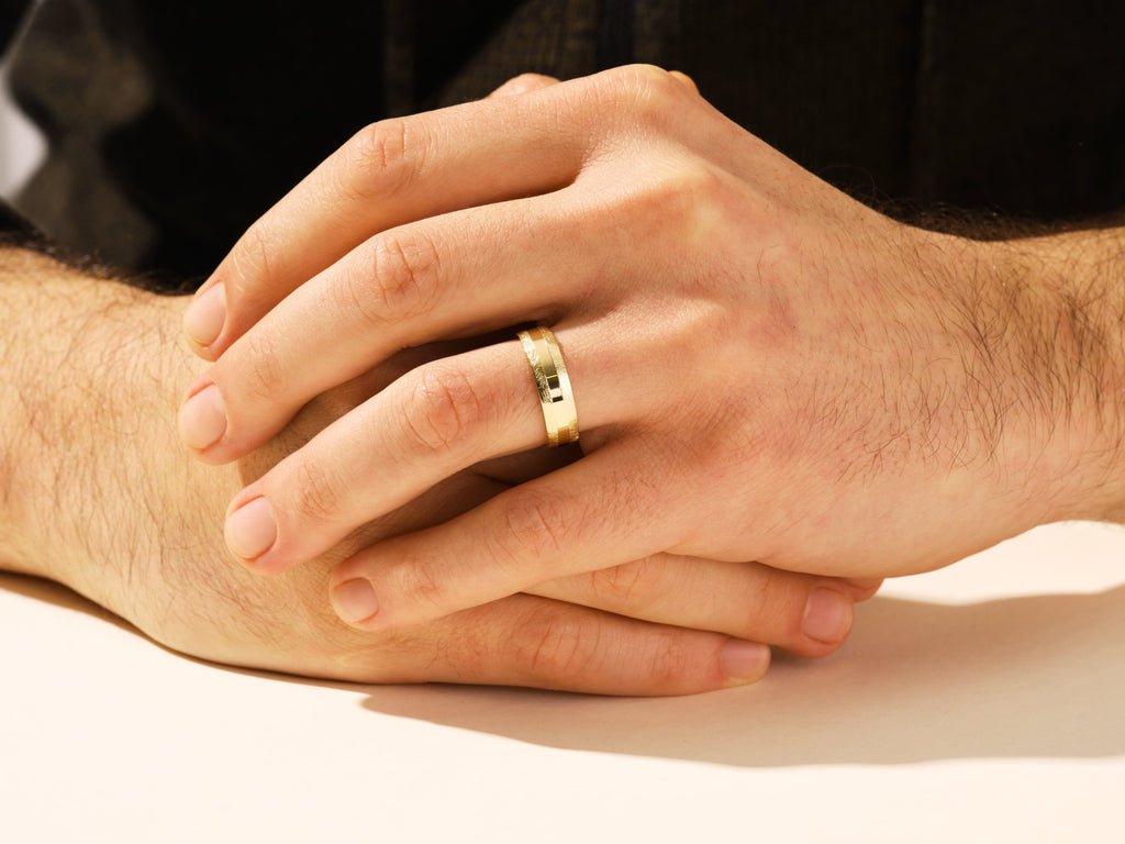 6.0mm Grooved Men's Wedding Band with Ice Matte Finish - Doozy Diamonds
