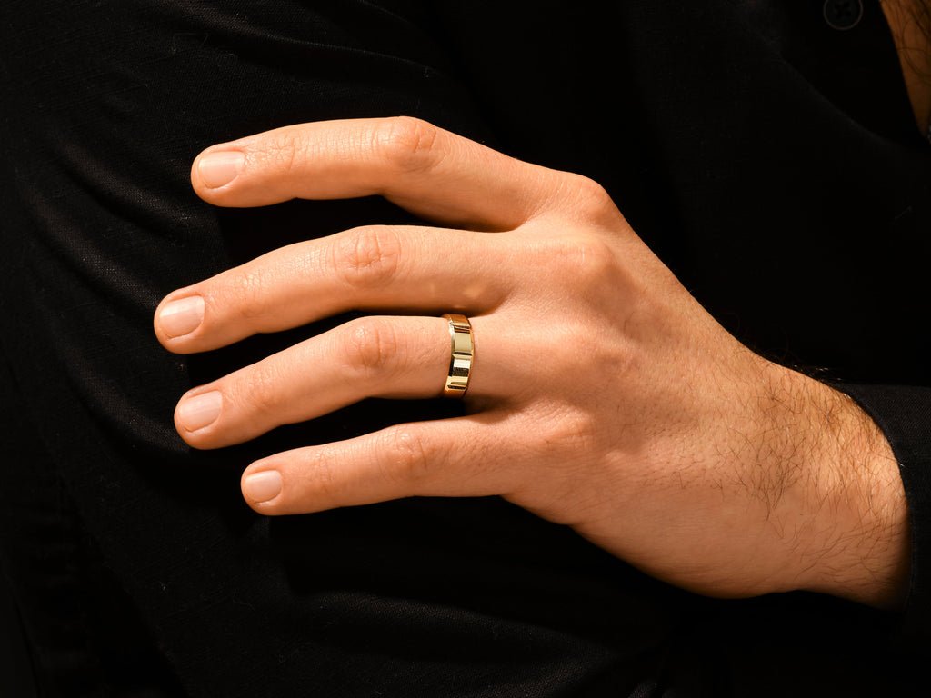 6.0mm Men's Vertical Beveled Wedding Band - Doozy Diamonds