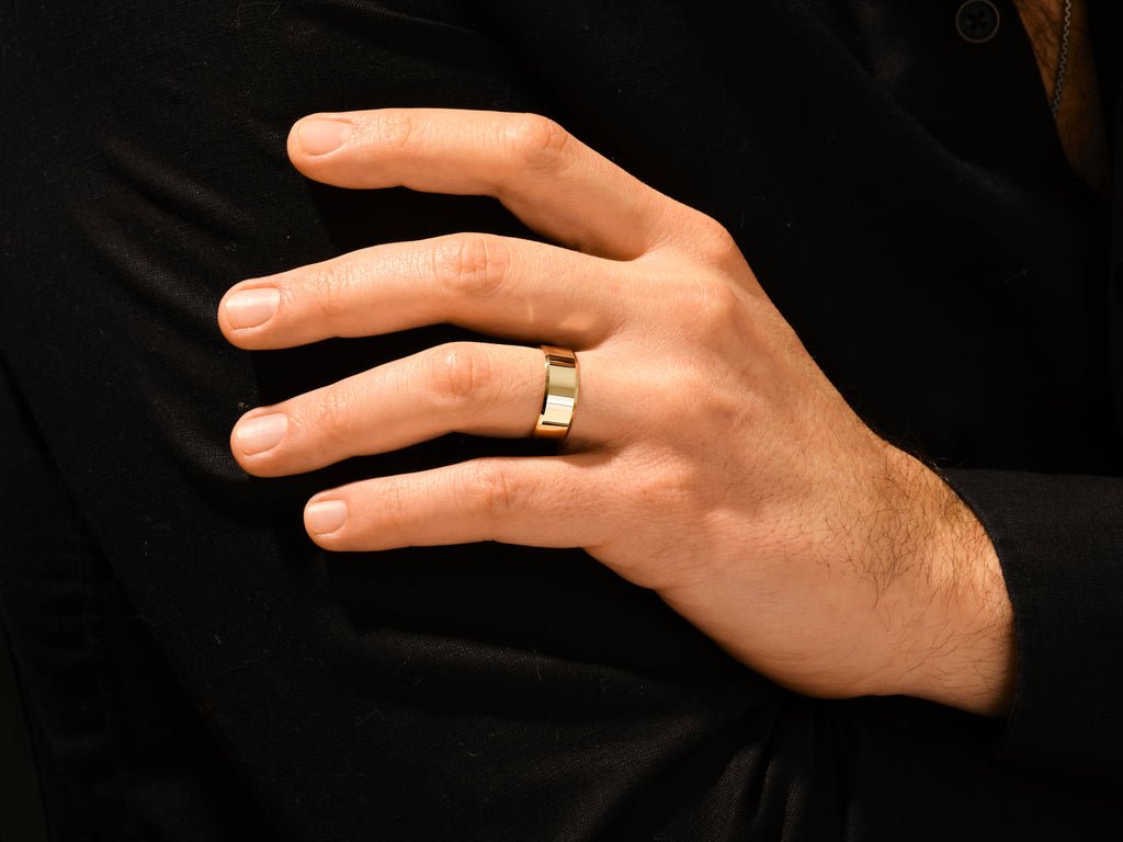 8mm Polished Beveled Edge Men's Wedding Band - Doozy Diamonds